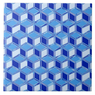 Chrome 3-d boxes - cobalt blue ceramic tile