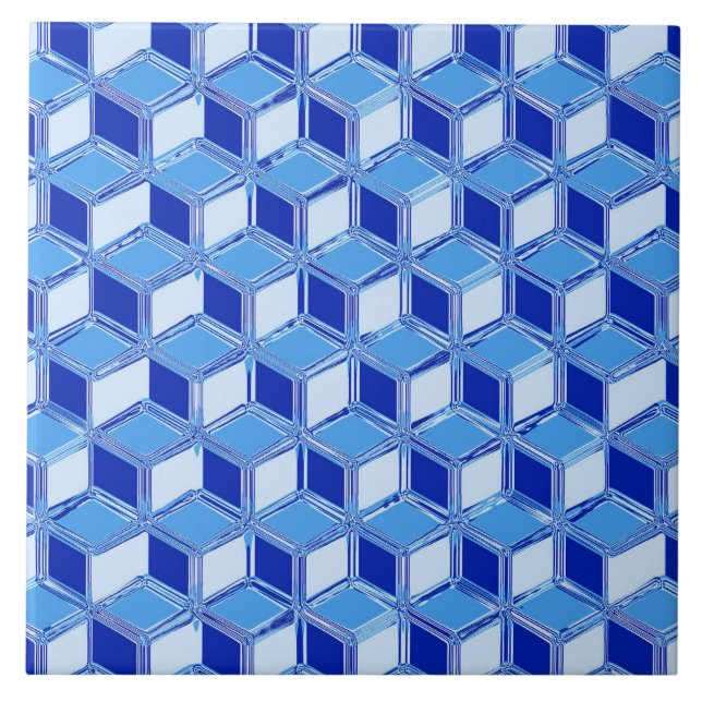 Chrome 3-d boxes - cobalt blue ceramic tile (Front)