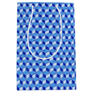 Chrome 3-d boxes - cobalt blue medium gift bag