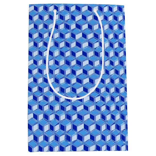 Chrome 3-d boxes - cobalt blue medium gift bag (Front)