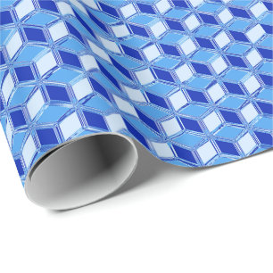 Chrome 3-d boxes - cobalt blue wrapping paper