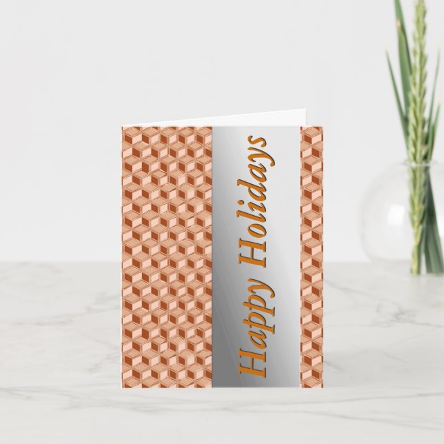 Chrome 3-d boxes - copper coloured holiday card (Front)