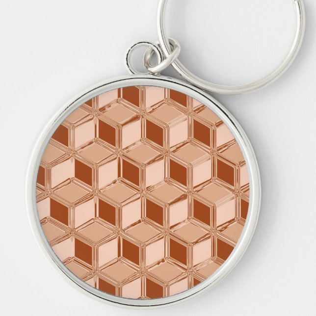 Chrome 3-d boxes - copper coloured key ring (Front)