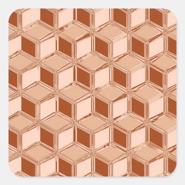 Chrome 3-d boxes - copper coloured square sticker (Front)