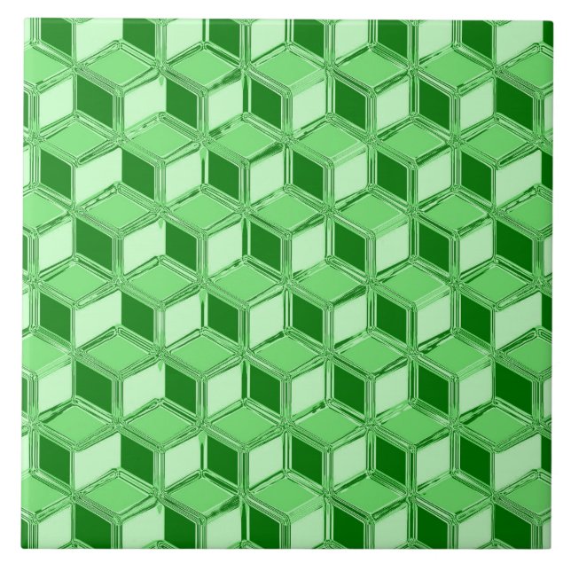 Chrome 3-d boxes - emerald green ceramic tile (Front)