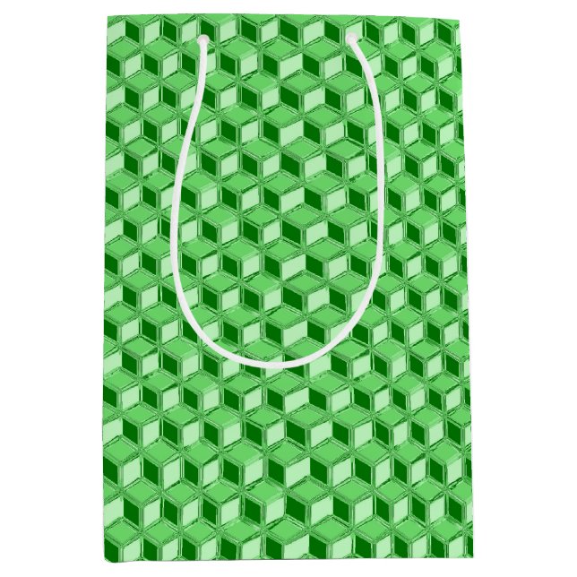 Chrome 3-d boxes - emerald green medium gift bag (Front)