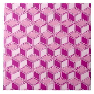 Chrome 3-d boxes - fuchsia pink ceramic tile