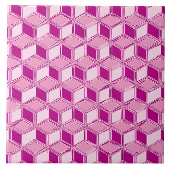 Chrome 3-d boxes - fuchsia pink ceramic tile (Front)