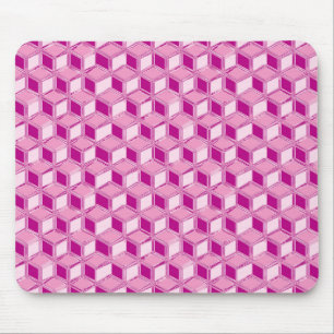 Chrome 3-d boxes - fuchsia pink mouse pad
