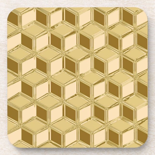 Chrome 3-d boxes - gold coloured coaster (Front)