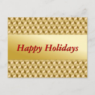 Chrome 3-d boxes - gold coloured holiday postcard