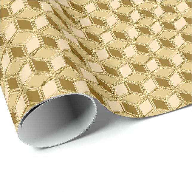 Chrome 3-d boxes - gold coloured wrapping paper (Roll Corner)