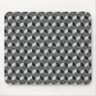 Chrome 3-d boxes - haematite grey mouse pad