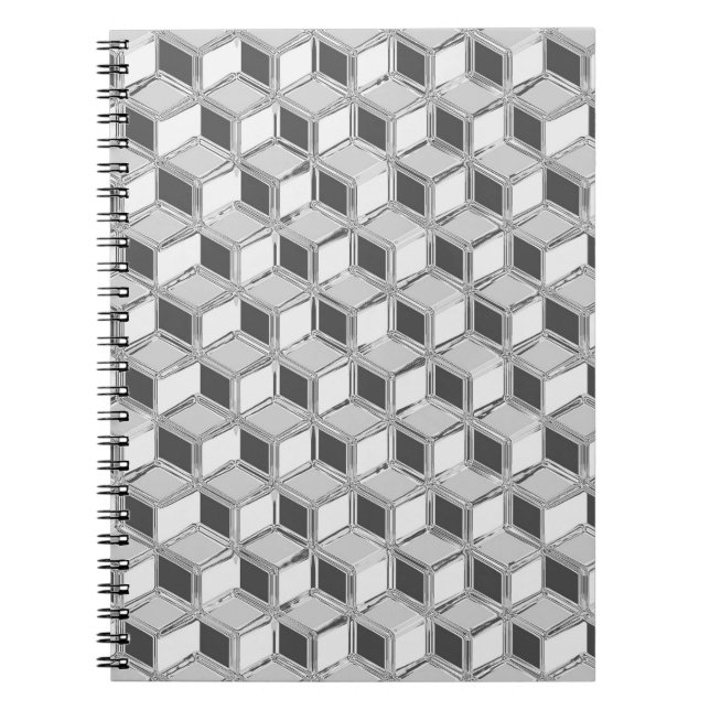 Chrome 3-d boxes - silver grey notebook (Front)