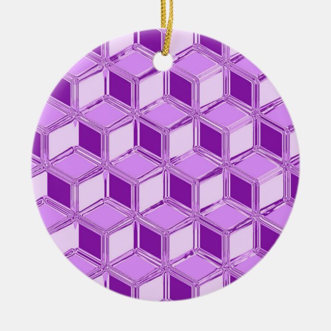 Chrome 3-d boxes - violet purple ceramic tree decoration (Front)