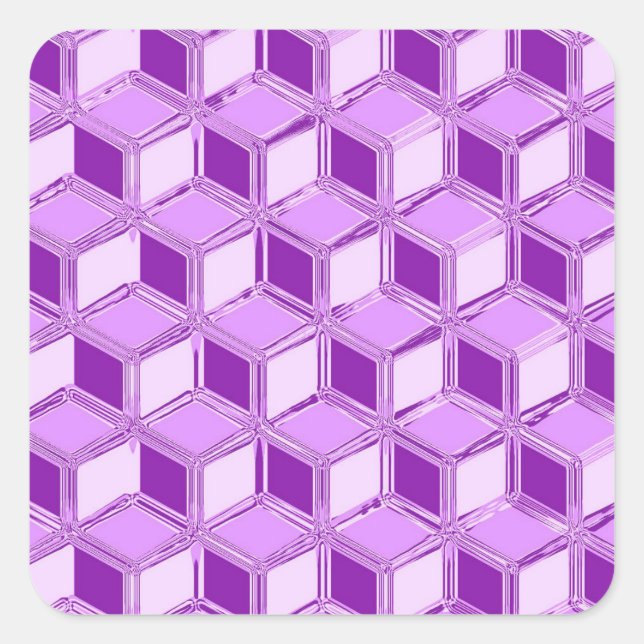 Chrome 3-d boxes - violet purple square sticker (Front)