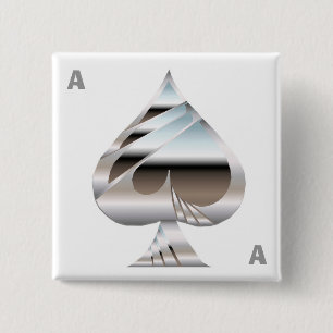 Chrome Ace Of Spades Square Button
