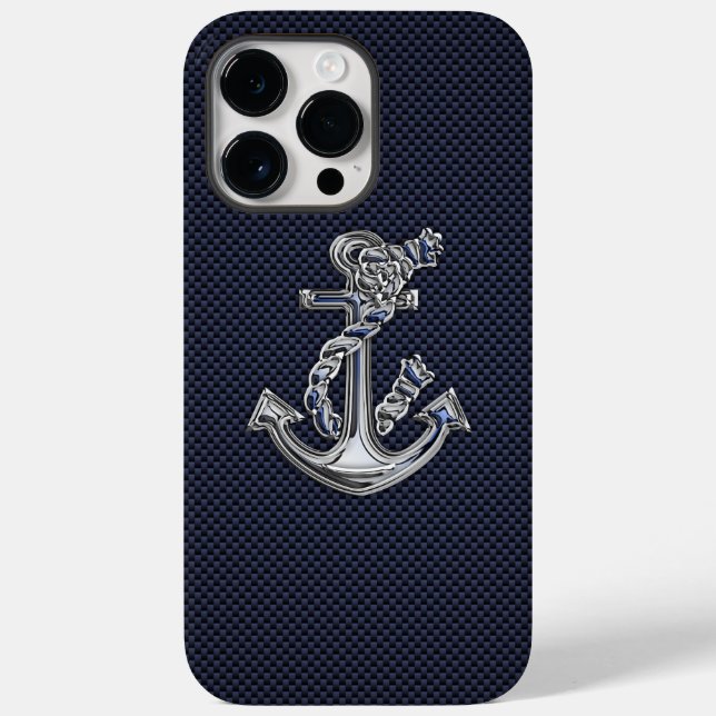 Chrome Anchor on Carbon Fiber Print Case-Mate iPhone Case (Back)
