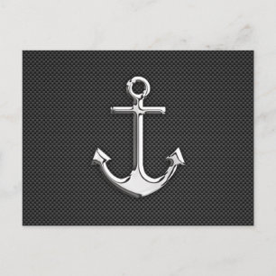 Chrome Anchor on Carbon Fibre Postcard