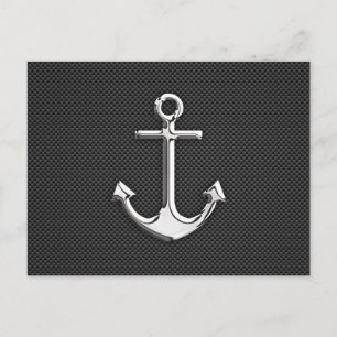 Chrome Anchor on Carbon Fibre Postcard