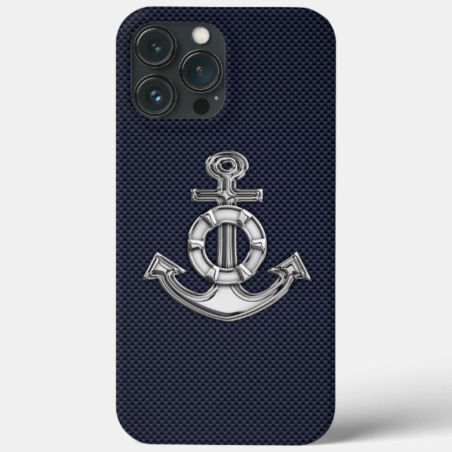 Chrome Anchor on Carbon Fibre Print Case-Mate iPhone Case (Back)