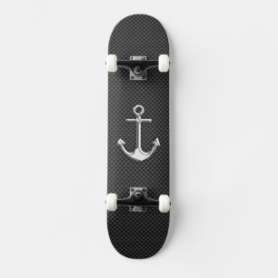 Chrome Anchor on Carbon Fibre Skateboard
