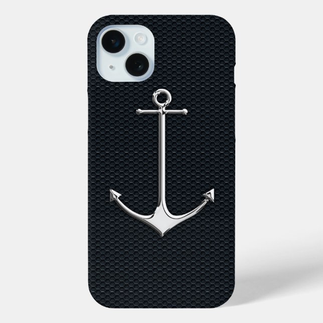 Chrome Anchor on Honeycombs Nautical Lifestyle Case-Mate iPhone Case (Back)