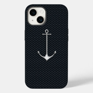 Chrome Anchor on Honeycombs Nautical Lifestyle iPhone 14 Case