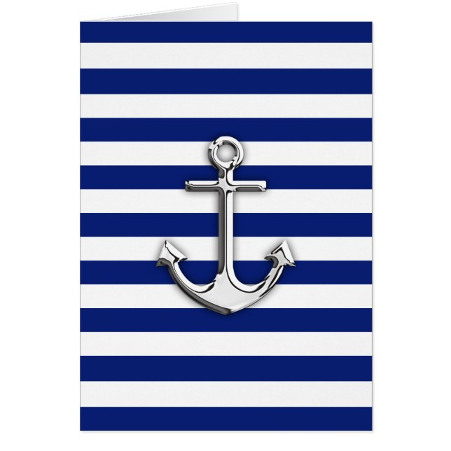Chrome Anchor on Navy Stripes (Front)