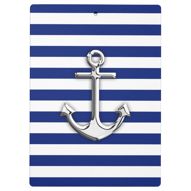 Chrome Anchor on Navy Stripes Clipboard (Back)