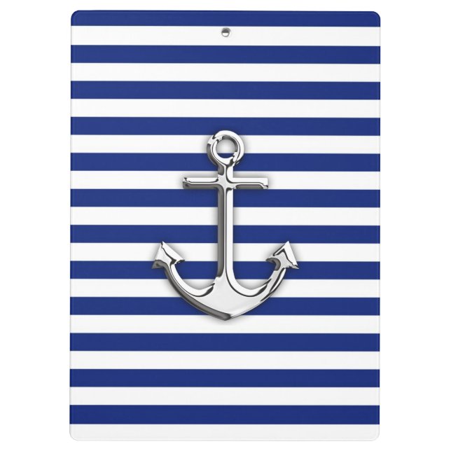 Chrome Anchor on Navy Stripes Clipboard (Back)