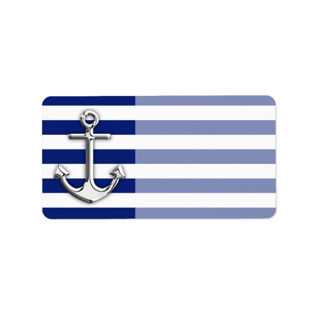 Chrome Anchor on Navy Stripes Label (Front)