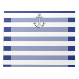Chrome Anchor on Navy Stripes Notepad