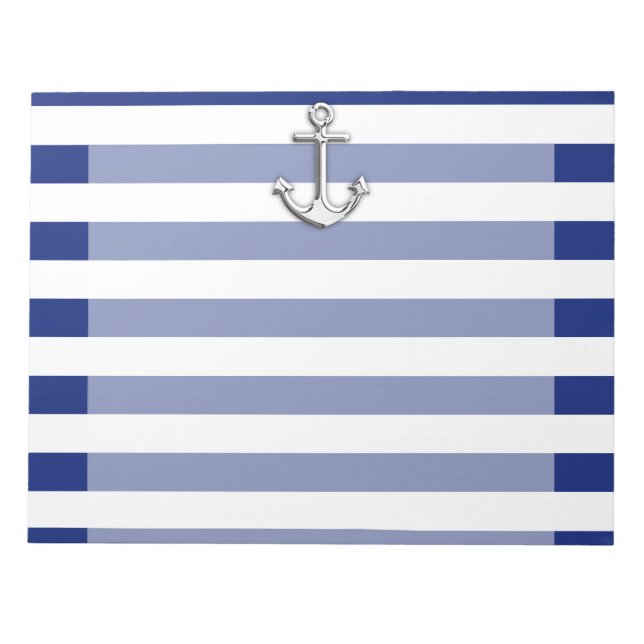 Chrome Anchor on Navy Stripes Notepad (Front)
