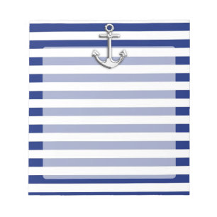 Chrome Anchor on Navy Stripes Notepad