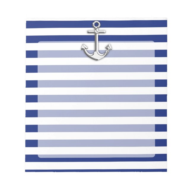 Chrome Anchor on Navy Stripes Notepad (Front)