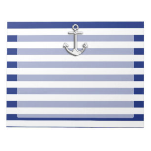 Chrome Anchor on Navy Stripes Notepad
