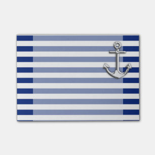 Chrome Anchor on Navy Stripes Post-it Notes