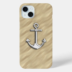 Chrome Anchor on Sandy Beach Print iPhone 15 Mini Case