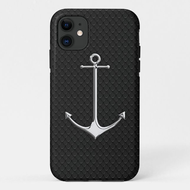 Chrome Anchor on Snake Skin Nautical Lifestyle Case-Mate iPhone Case (Back)