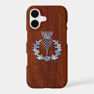 Chrome and Mahogany Wood Styles Scottish Thistle