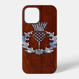 Chrome and Mahogany Wood Styles Scottish Thistle iPhone Case