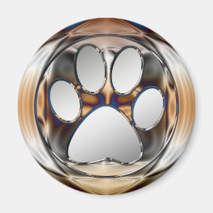 CHROME AND SILVER PAW PRINT MAGNET