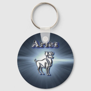 Chrome Aries Key Ring