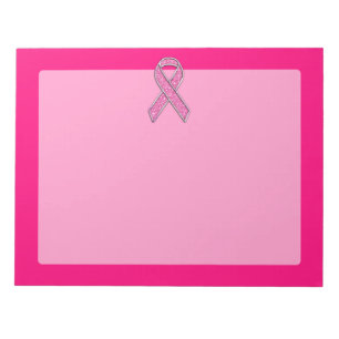 Chrome Belted Glitter Style Pink Ribbon Awareness Notepad
