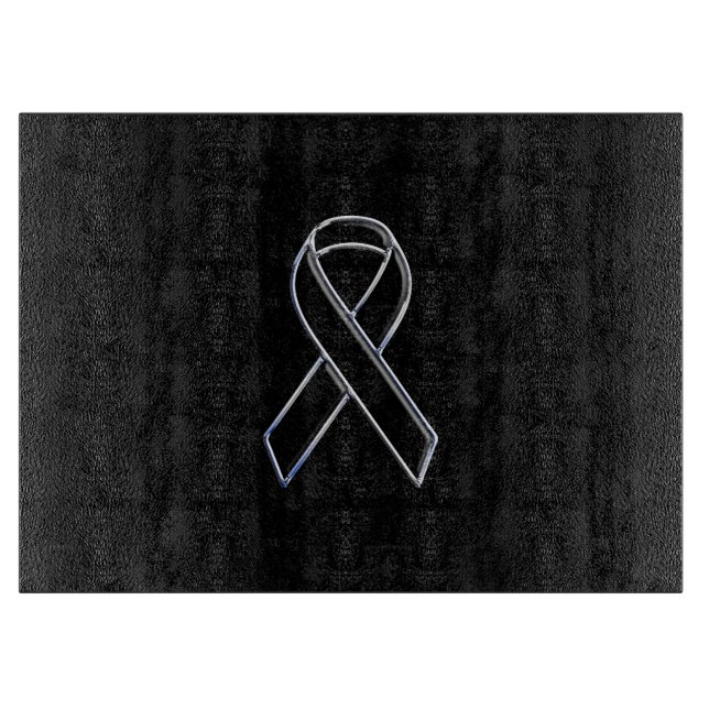 Chrome Black on Black Ribbon Awareness Cutting Board (Front)