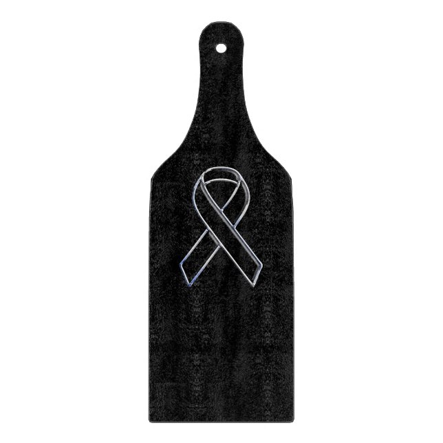 Chrome Black on Black Ribbon Awareness Cutting Board (Front)