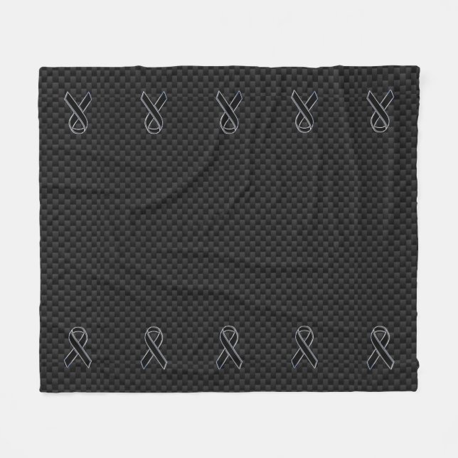 Chrome Black Ribbon Awareness Carbon Fibre Fleece Blanket (Front (Horizontal))