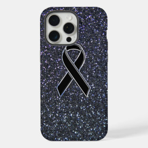 Chrome Black Ribbon Awareness Midnight Blue iPhone 15 Pro Max Case