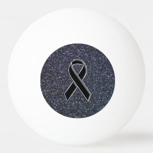 Chrome Black Ribbon Awareness Midnight Blue Ping Pong Ball